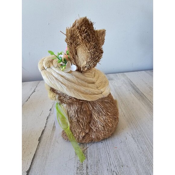Vintage Pier sisal bottle brush Easter bunny rabbit spring decor hat flowers sta - Picture 2 of 9